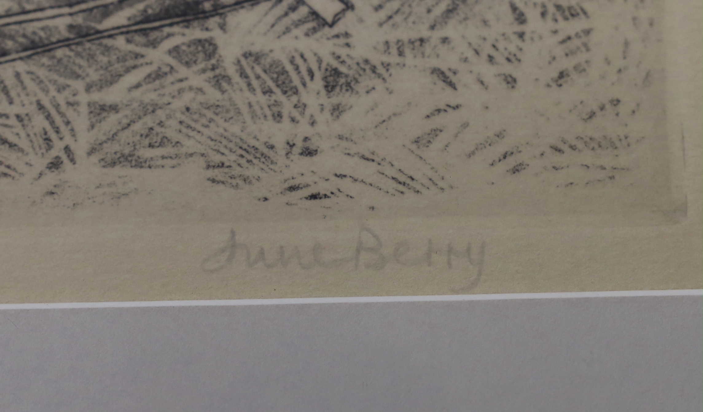 June Berry (b.1924) colour etching, 'Cool Cows', signed in pencil, limited edition 25/50, 51 x 42cm